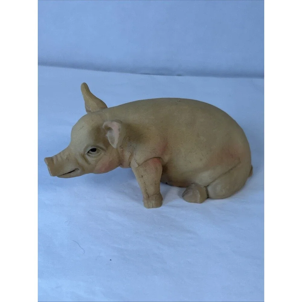 PINK Pig Figurine Resin? Detailed Country Cottage Farmhouse Animal Pet Farm